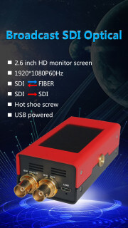 Professional Broadcast 2.6inch LCD Screen 20KM 3G SDI Optic Fiber Transceiver Transmitter and Receiver