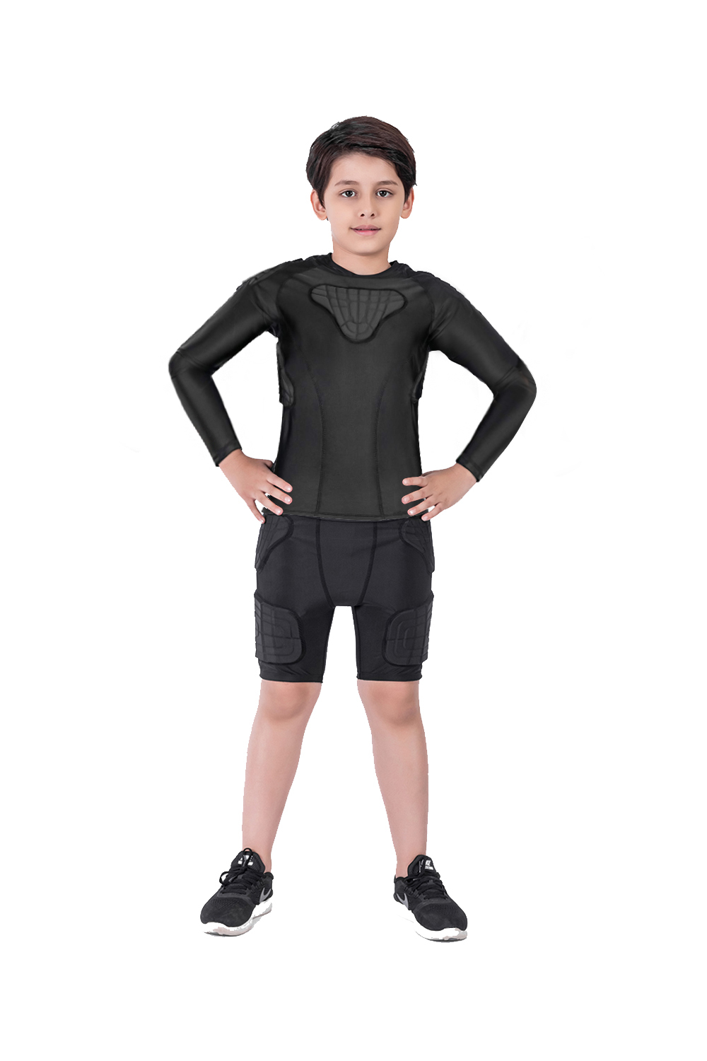 TUOY Kids Youth Padded Compression Shirt Long Sleeve Padded