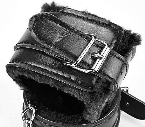 Kanasi Adjustable Soft Artificial Fur PU Leather Handcuffs 