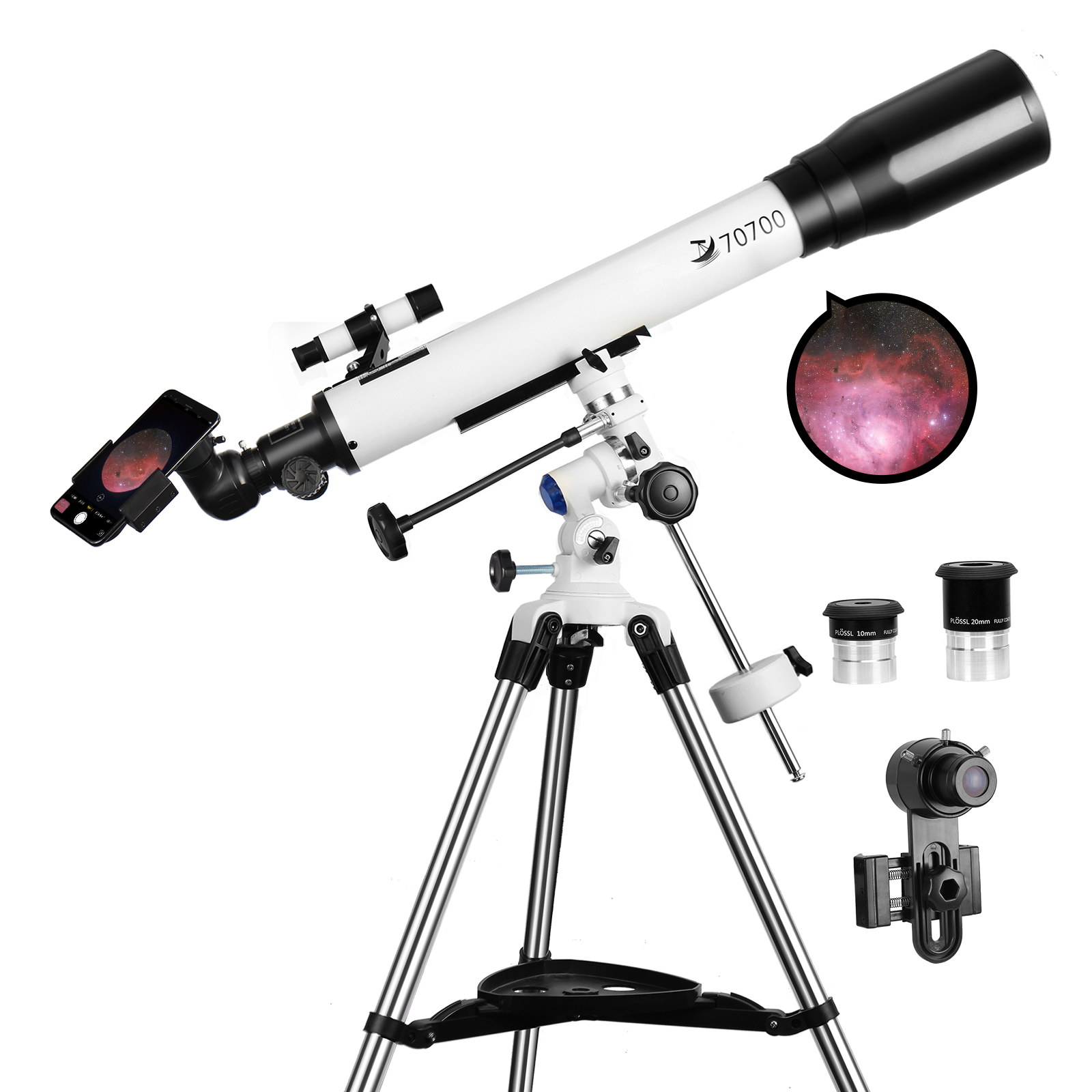 SOLOMARK Telescope for Kids Beginners 70mm Aperture Refracting Telescope Adjustable Portable Travel Telescopes with Backpack Phone Mount 