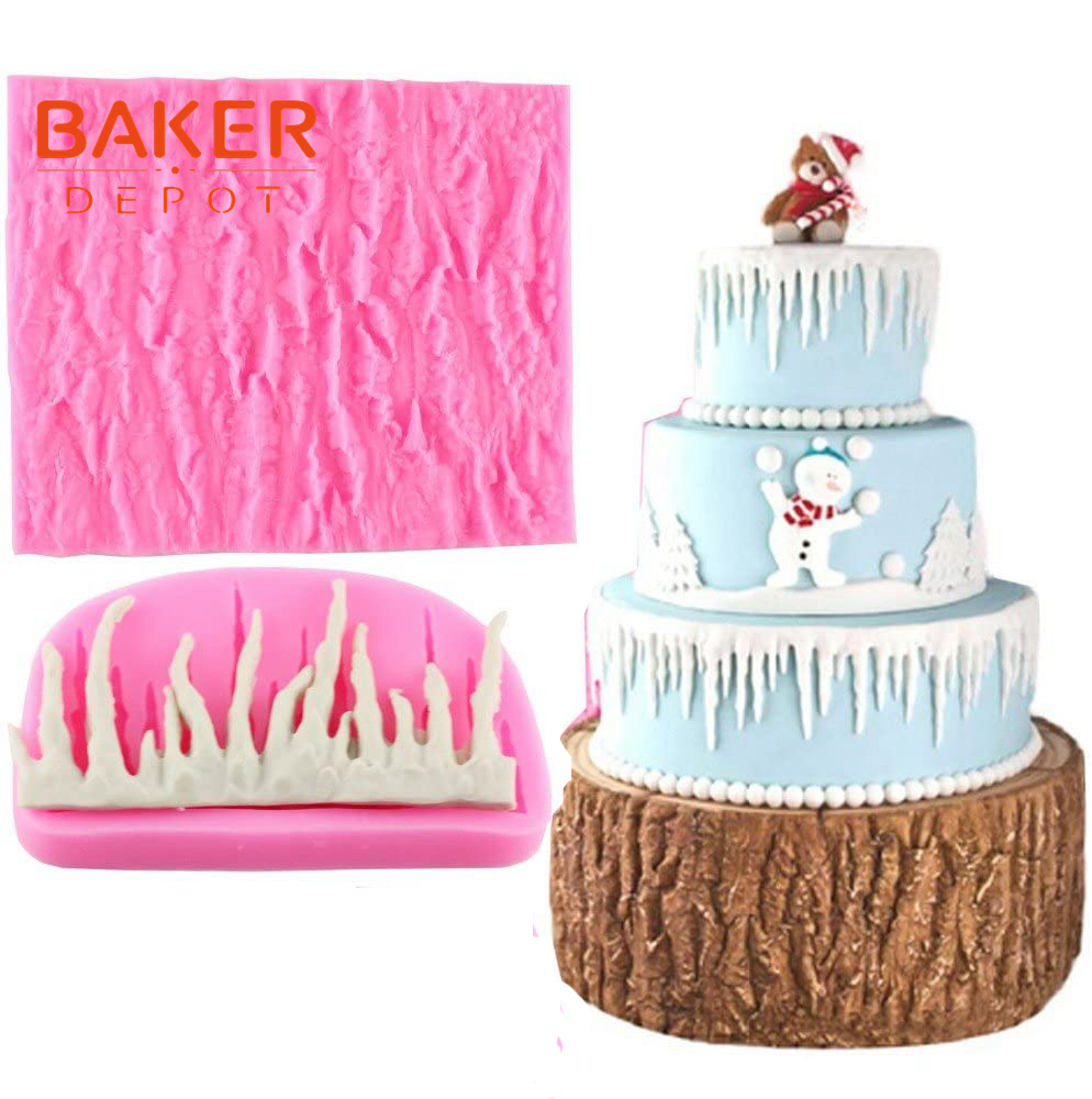 Tree Bark Texture and Icicle Silicone Lace Mold Fondant Cake