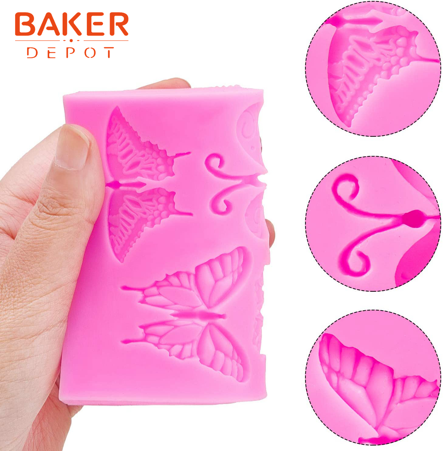 3 Pieces Butterfly Silicone Mold Gummy Candy Cake Fondant Mold Pink  Chocolate Mold Non-stick DIY Tool for Cake Decorating Polymer Clay