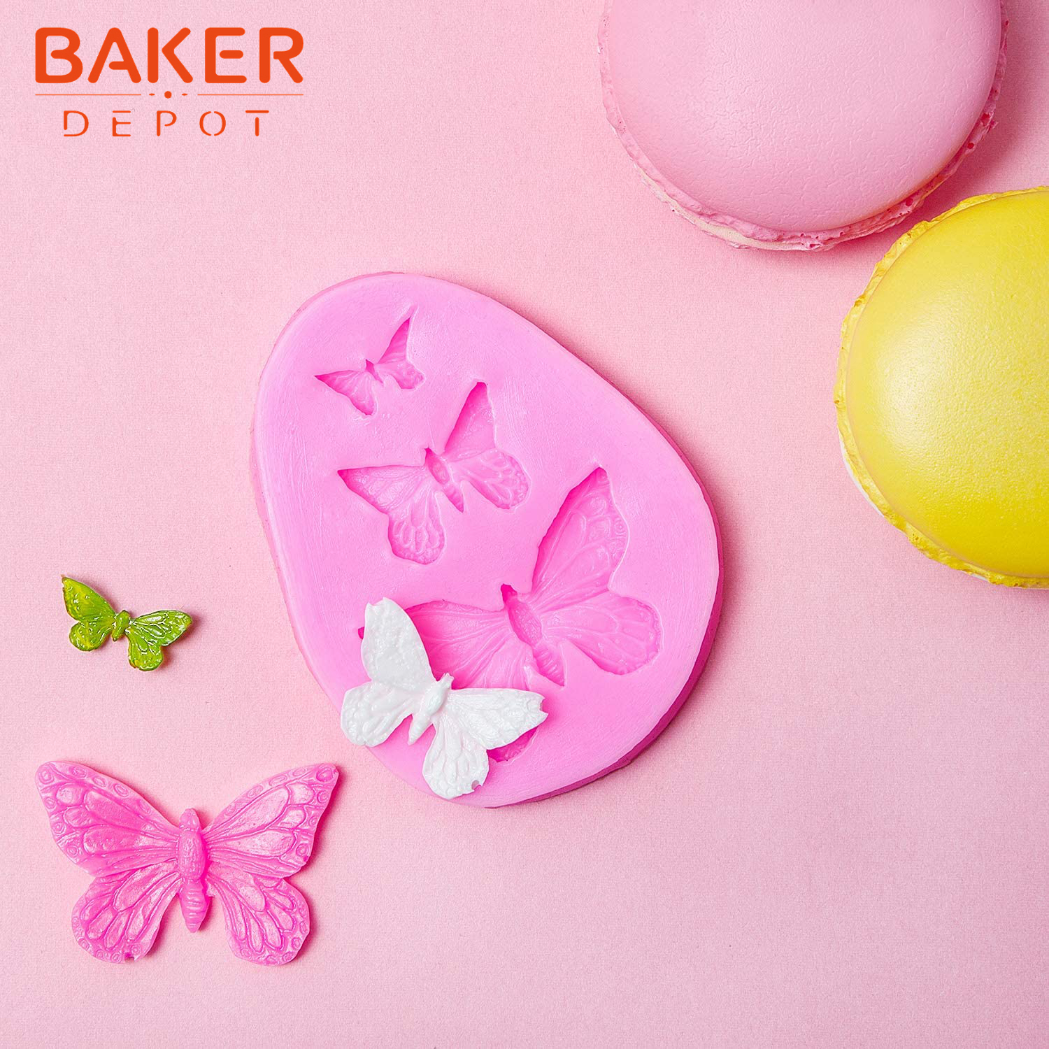 3 Pieces Butterfly Silicone Mold Gummy Candy Cake Fondant Mold Pink Chocolate  Mold Non-stick DIY Tool for Cake Decorating Polymer Clay