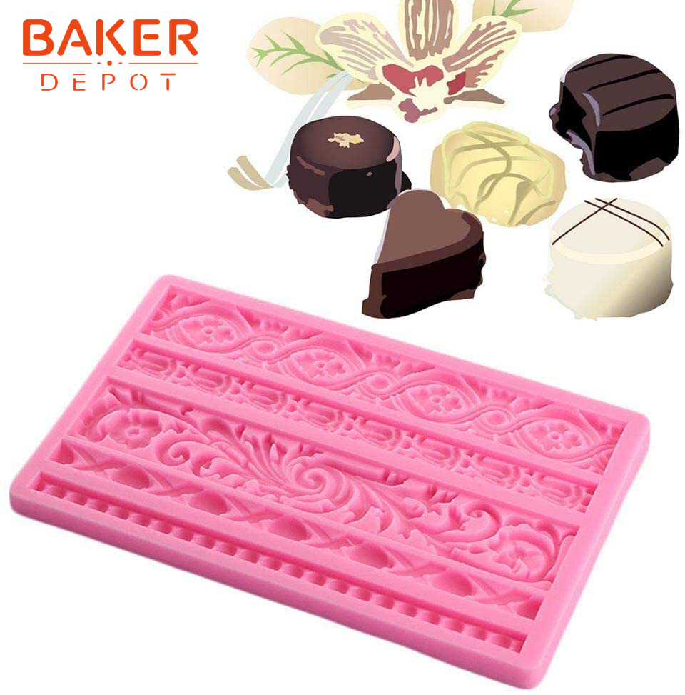 Leaves Relief Border Silicone Mold Flower Lace Fondant Cake