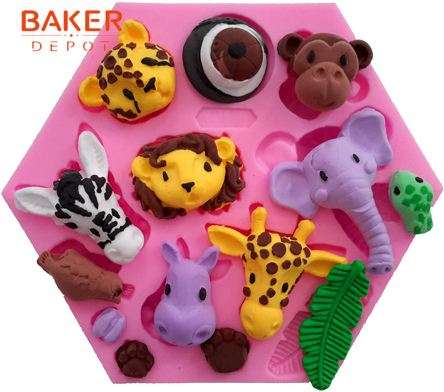 Forest Animals Fondant Cake Decorating Molds Zoo Animals Silicone Mold for  Chocolate Candy Gum Paste Clay Sugar Craft Cupcake Topper Supplies  (Elephant Lion Giraffe Monkey Zebra Hippo)