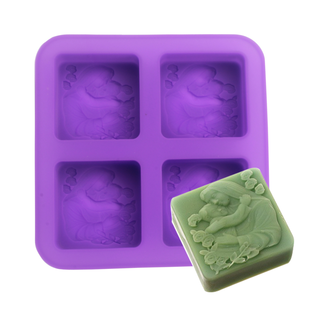 Silicone Mold for Rectangle Shaped Soap Jelly Pudding Candy Dessert Mould  Mothers Day Cake Decorations Molds 4 Holes