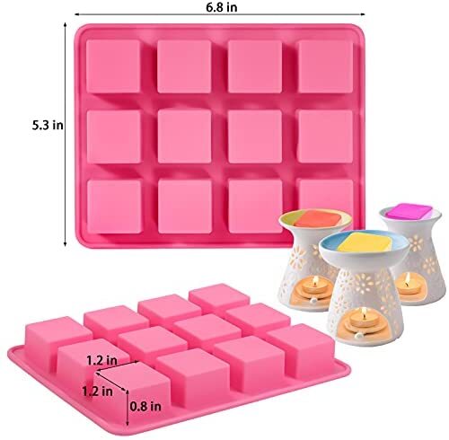 Mity rain Wax Melt Molds Silicone, 2Pcs 12-Cavities Scentsy Wax Tart  Containers Molds Set, Square Cube Tray Molds for Candle Making , Baby Food  Chocolate Truffles, Ganache, Jelly, Candy and Praline