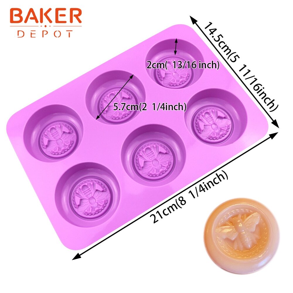2Pcs Bee Silicone Molds Round Honeybee Silicone Mold for Making Homemade  Soap, Lotion Bar, Jello, Bath Bomb, Beeswax Candle, Resin, and Baking  Muffin Cake Dessert