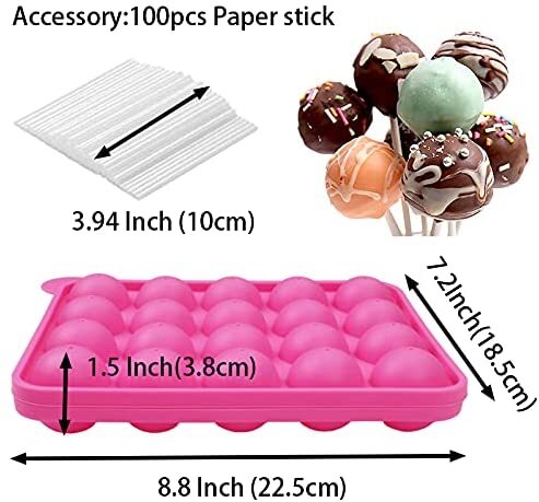 Silicone Cake Pop Mold Set for Lollipop Hard Candy Chocolate Cake  Decorating with 100pcs Paper Sticks