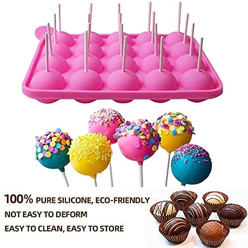 Cake Pop Mould Silicone Baking Set 20 Lollipop Cake & Sticks Tray Round  Cake Pops Balls 