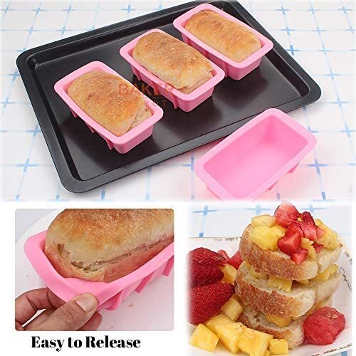 Silicone Loaf Pans Set of 2, Silicone Bread Baking Molds Pans, Rectangle Silicone Cake Baking Pan Mold Non-Stick Flexible for Baking, Toast Pan