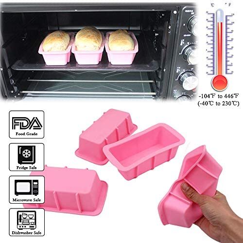 Silicone Loaf Pans Set of 2, Silicone Bread Baking Molds Pans, Rectangle Silicone Cake Baking Pan Mold Non-Stick Flexible for Baking, Toast Pan