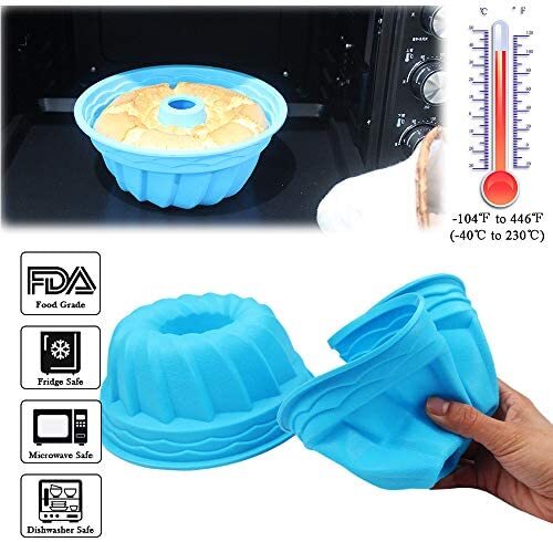 SHIYAO Silicone Baking Molds,Grade Fluted Round Cake Pan,Non-Stick Cake Pan  for Bread,Cake,Tube Bakeware for Oven,DIY Baking Tool