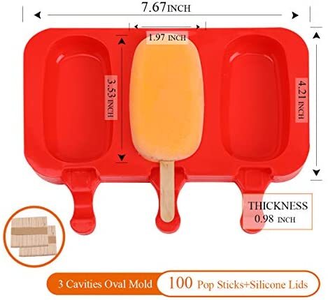 Popsicle Molds Silicone with Lid 2 Pack, Ice Cream Mold 3 Cavities Cute  Cartoon Ice Pop for Kids DIY Homemade Ice Bar Popsicle Maker Easy  Release,No. 3 carrot + strawberry + corn 
