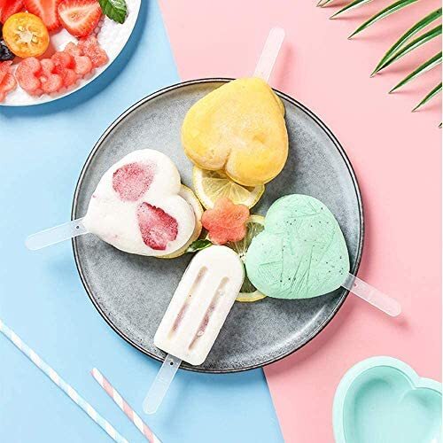 Ice Pop Molds Silicone Popsicle Molds 4 Cavities Homemade Ice Cream Mold  Heart Ice Cream Mold Reusable Soft Silicone,Silicone Popsicle Molds  Cake,Cakesicle Mold for DIY Ice Pops