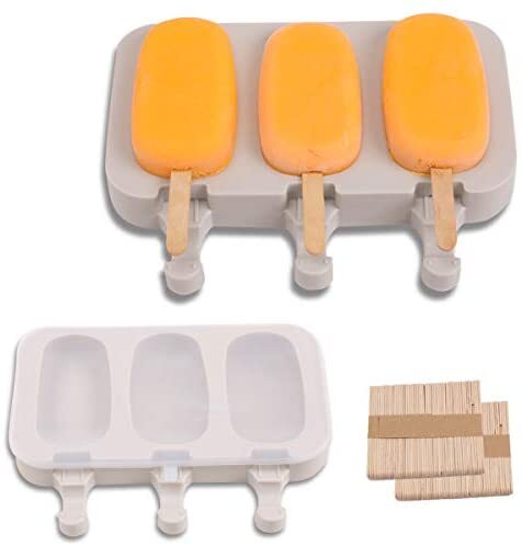 3 Cavity DIY Popsicle Molds with Lid,Ice Cream Bar Mold DIY Ice