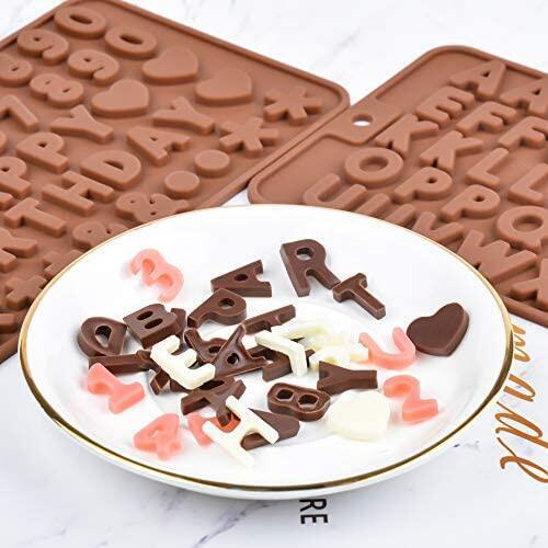 4 Pcs Heart Candy Letter Molds for Chocolate Numbers Fondant Molds