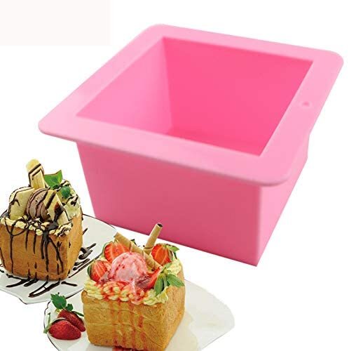 BAKER DEPOT 500ML Silicone Mold for Handmade Soap Mold Toast Mold Bread Mould  Square, Set of 2
