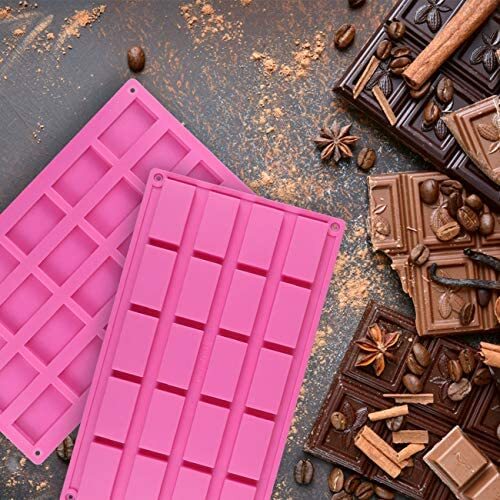 2 Pack Chocolate Bars Silicone Molds Rectangles Candy Bars Mold Making  Protein Bars Caramels, Granola Bars, Ice Cube, Dessert, Soap, Energy Bar  and Praline