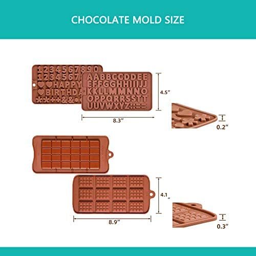  Chocolate Molds Letter and Number Silicone Candy Molds - Break  Apart Chocolate Molds Candy Protein and Engery Bar Silicone Mold : Home &  Kitchen
