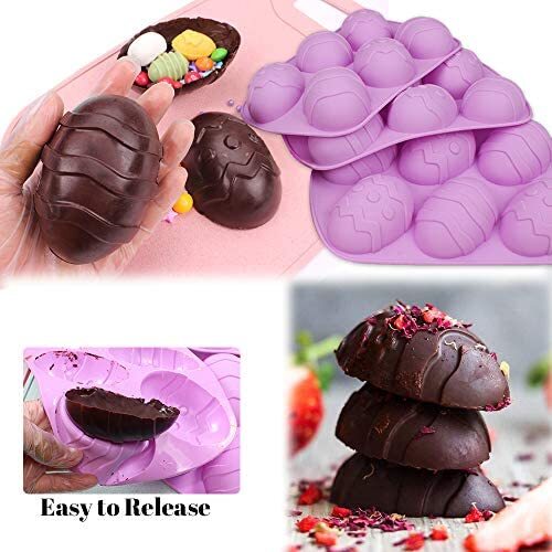 Dengmore 6inch Easter Eggs Chocolate Silicone Molds 2 Pack Large 3D  Breakable Easter Egg Chocolate Molds with 1 Hammer for Easter Decorations,  Mousse Cake, Dessert Baking 