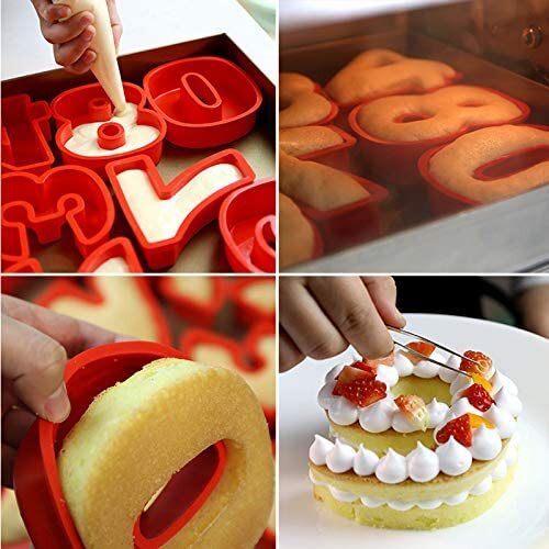 OMDBAGD Birthday Cake Molds for Baking Silicone Cake Pans Reusable