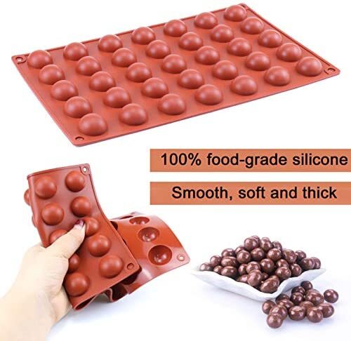 Walfos Semi Sphere Silicone Mold, Silicone Chocolate Molds,3 Packs Baking Molds for Making Chocolate, Cake, Jelly, Dome Mousse (6 Cups, 15 Cups and 24 Cups)