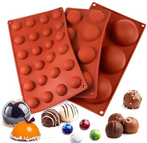 Smooth Hole Silicone Mold For Chocolate Bomb Semicircle|Dia:2.7in|2 PCS|BPA Free Soap Jelly Pudding Cake 