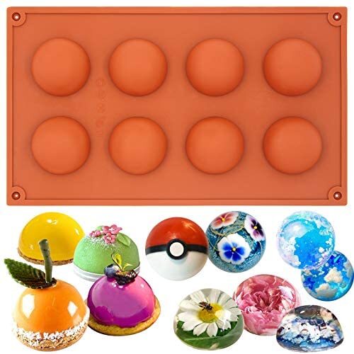 Pastry Tek Silicone Diamond Sphere Baking Mold - 8-Compartment - 10 count  box