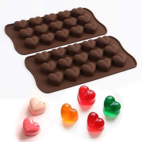 15 Cavity Dimpled Heart Shape Chocolate Mold Silicone Dimpled Valentine Heart  Chocolate Gummy and Candy Mold