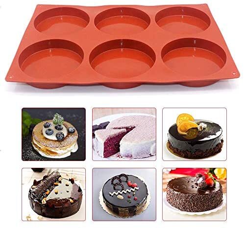 6 Cavity Mousse Cake Mold French Dessert Silicone Mold Flower Round Shaped  Chocolate Jelly Baking Mould Cake Decorating Tool