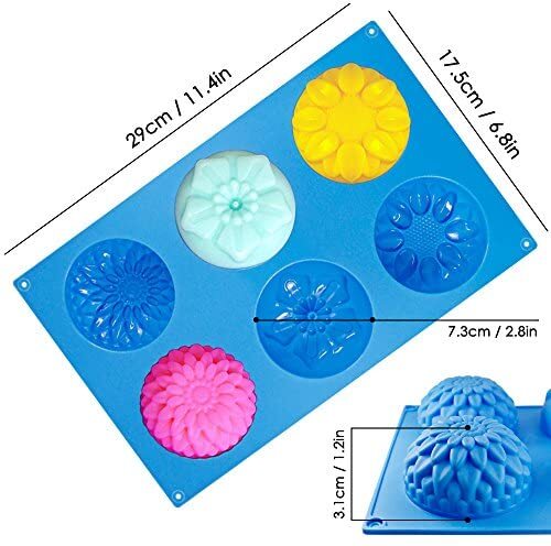 Heart Shape Silicone Molds, Baking Molds, with 6 Grids, for Fondant,  Pudding, Cake, Candy, Cookie, Ice Cube Making, White, 220x170x19mm, Hole:  8mm