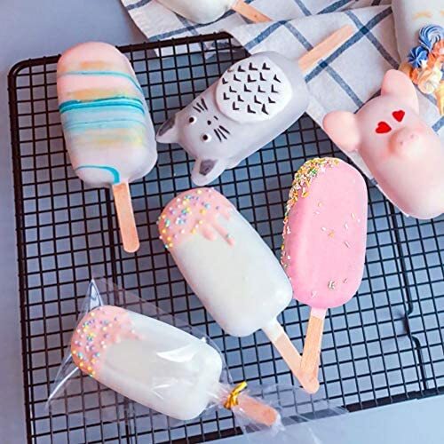 Silicone Ice Pop Mold Beasea 3 Cavities Ice Cream Mold Popsicle Molds DIY Ice Cream Shaped Maker with 50 Wooden Sticks 