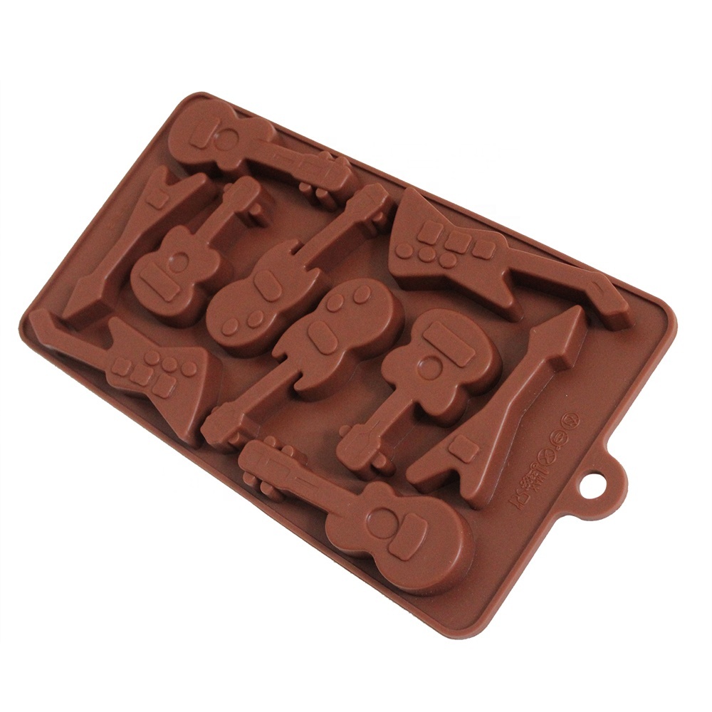10 Cavities Variety of Guitar Shapes Silicone Chocolate Mould Ice