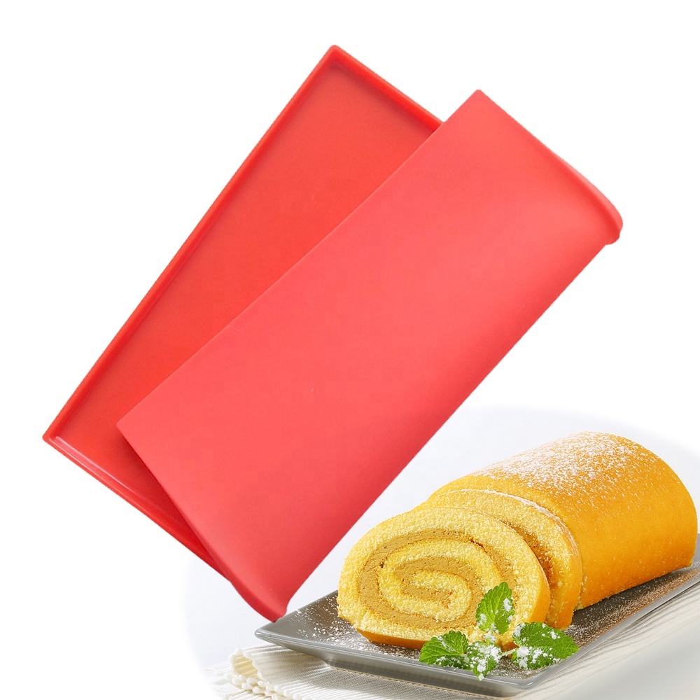 Swiss Roll Cake Mat 31*27cm Baking Tray Sheet Jelly Roll Pan Cake Sushi Roll  Silicone Mat Baking Tool Kitchen Accessories random color