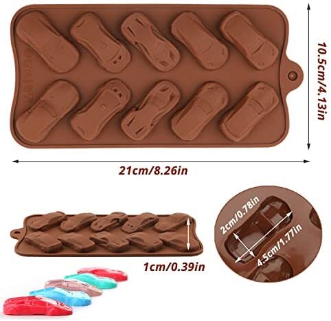 Amyandone Mini Candy Mold, 77 Car Biscuit Mold, Small Car Shape Silicone Molds for Baking Candy/Biscuit/Gummy/Cookie/Pudding/Jelly, Chocolate Molds with