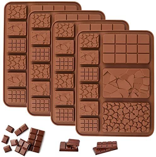 Food Grade Break-Apart Chocolate Molds Set of 4 Packs Non-Stick Silicone  Protein and Energy Bar Molds