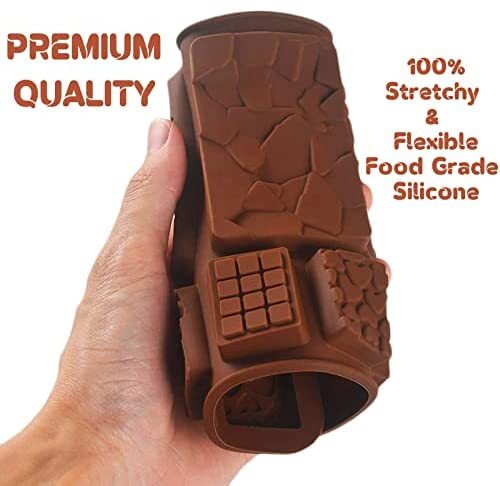 JMH Chocolate Bar Molds, 2PCS Break Apart Silicone Chocolate Moulds Candy  Molds Non-Stick Reusable DIY Baking Molds Candy Protein & Energy Bar Molds  (2 in 1) 