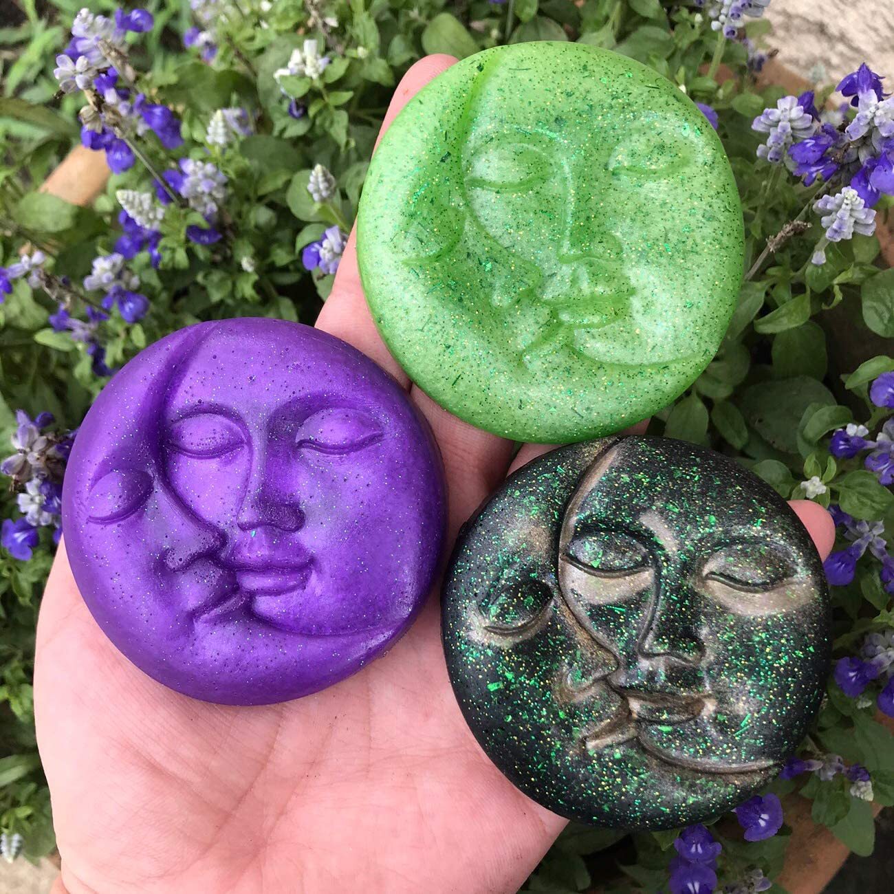 Good quality Sun & Moon Silicone Soap Molds 4 Cavity Crescent Moon Face  Silicone Soap Mold for Homemade Lotion Bar Bath Bombs Polymer Clay DIY  Candle Resin Making random color