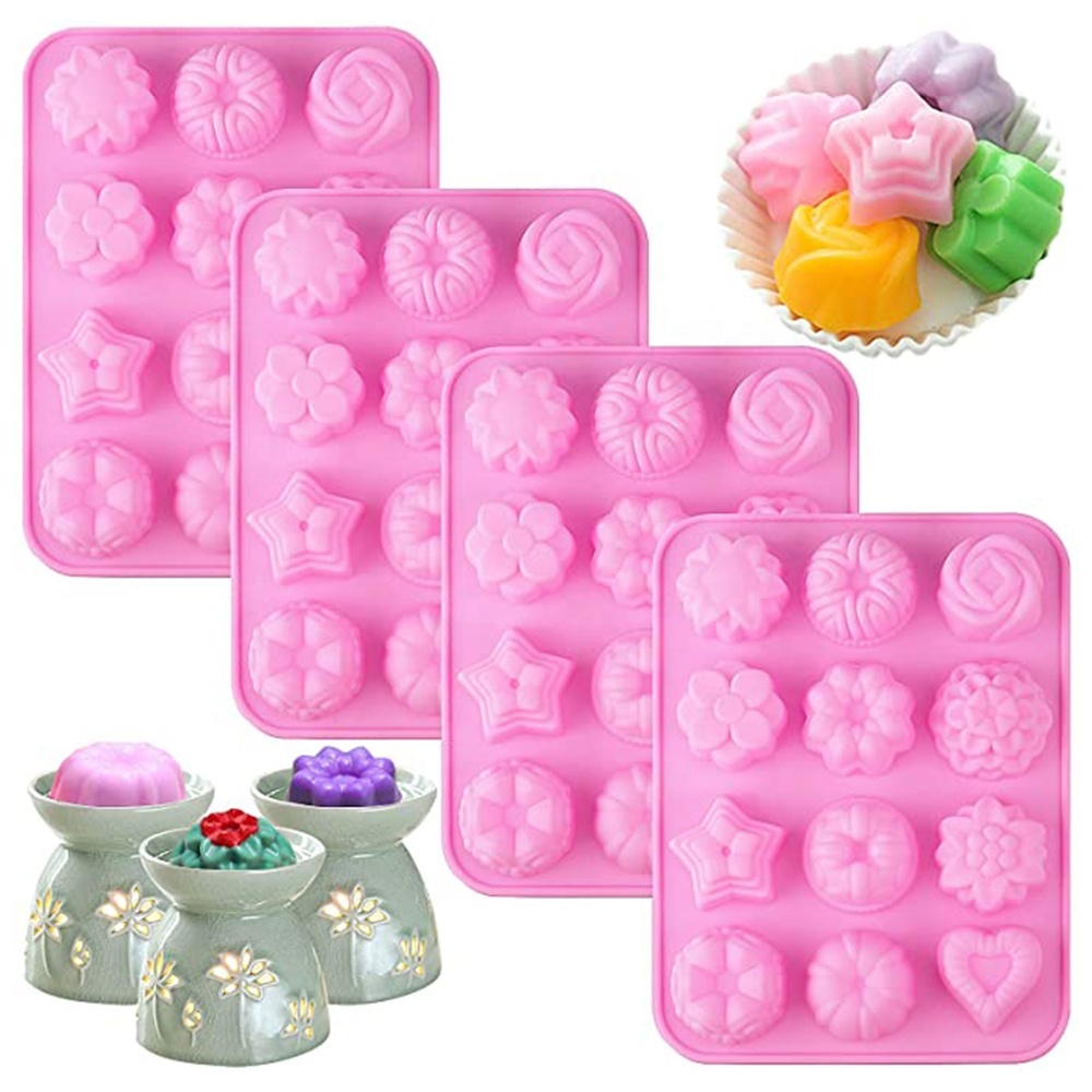 Flower Wax Melt Molds Silicone Mold for Candle Making Soap Jelly Pudding  Molds DIY Cake Decorating Tools Random Color Weight:95g 1pc
