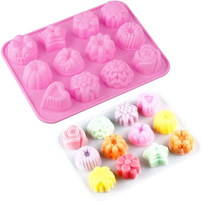 1pc Flower Candle Silicone Mold, Pink Silicone Flower Candle Mold For DIY