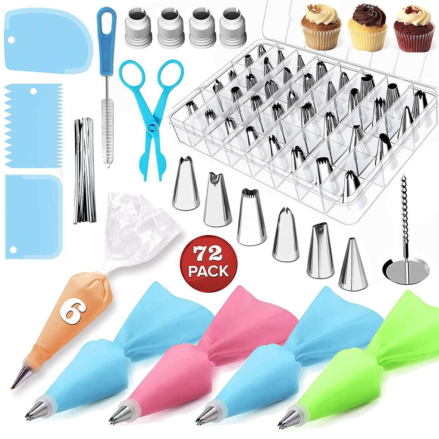 Piping Bags and Tips Set Cake Decorating Supplies for Baking 72