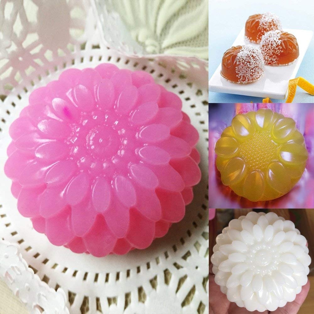6 Cavity Sunflower Soap Mold Handmade Soap Mould Mousse Cake Silicone Molds  For Soap Making