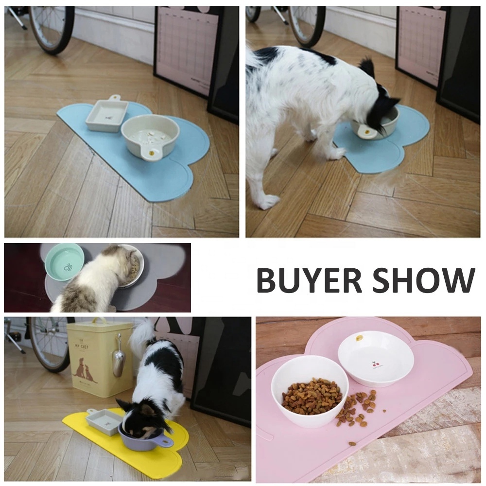 Pet Placemat Silicone For Dog Food bowl Mat Cat Feeding Mat Waterproof Paw  Print