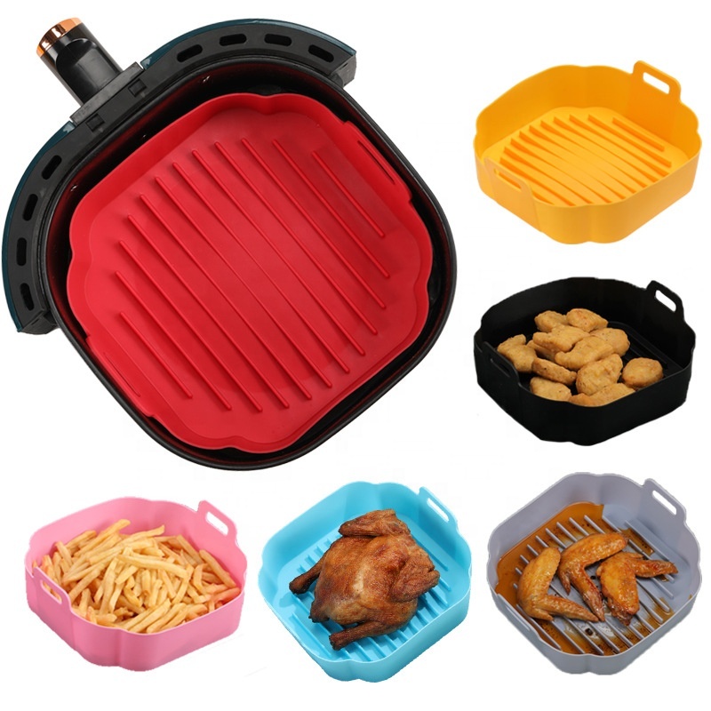 Air Fryer Silicone Liners Rectangle Air Fryer Basket Liners Reusable  Silicone Pot Air Fryer Accessories Random Color