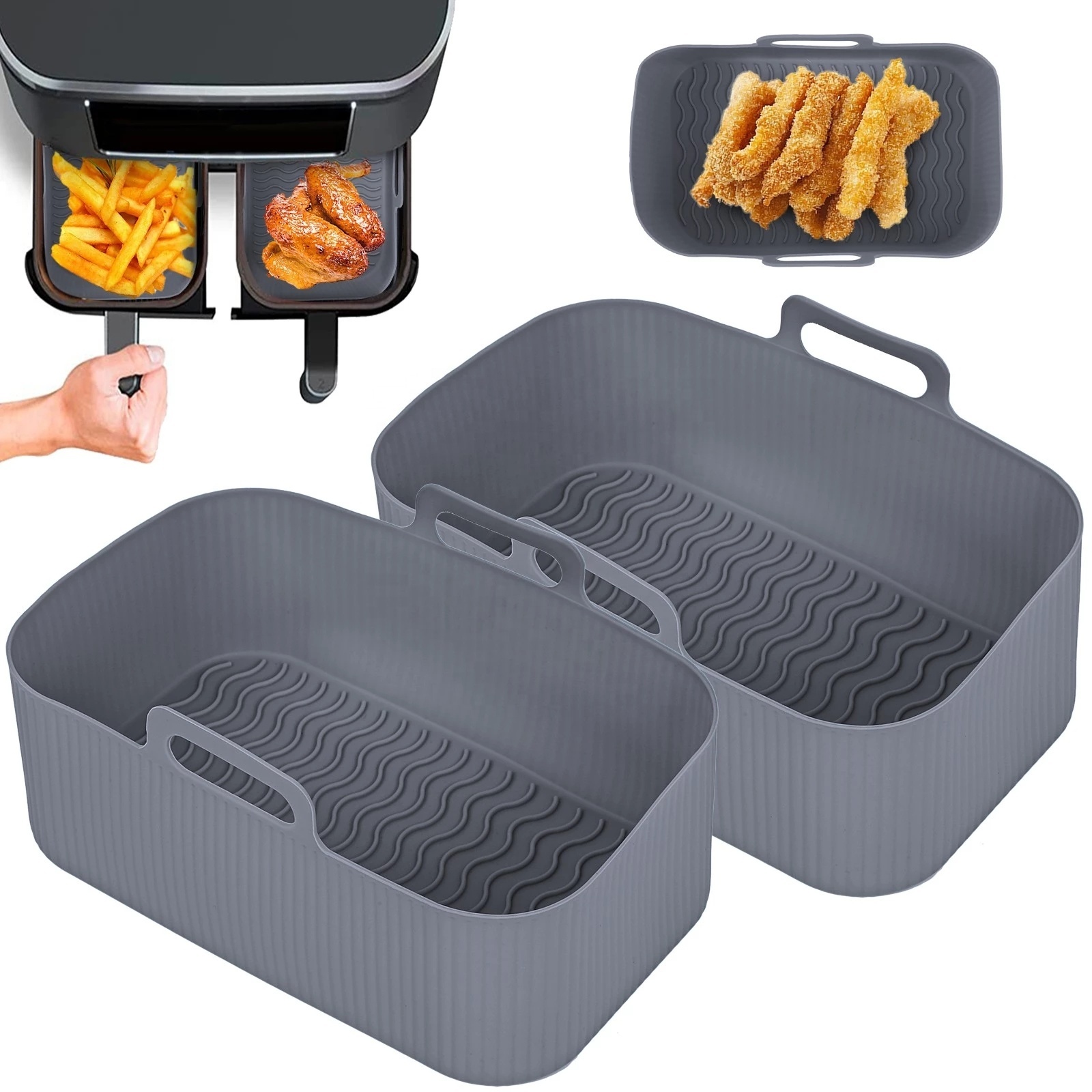 Air Fryer Silicone Liners Rectangle Air Fryer Basket Liners
