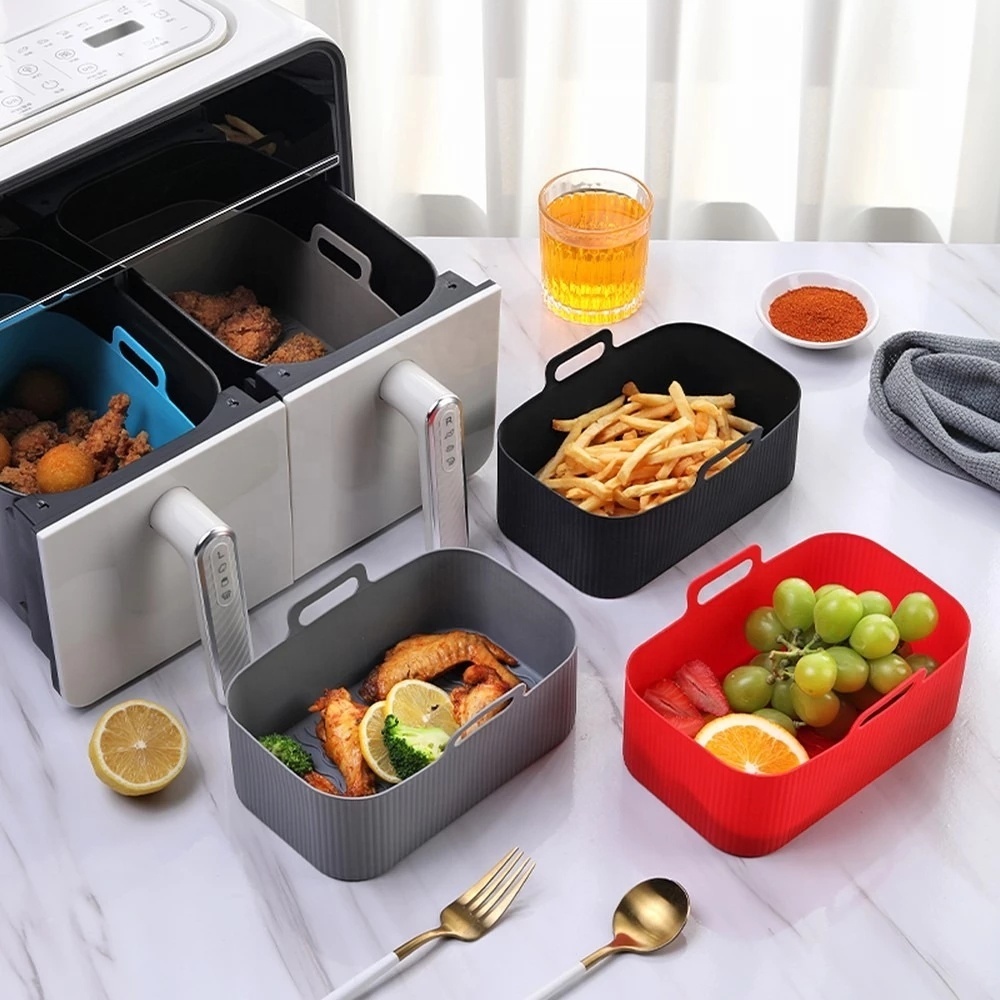 Air Fryer Silicone Liners Rectangle Air Fryer Basket Liners Reusable  Silicone Pot Air Fryer Accessories Random Color