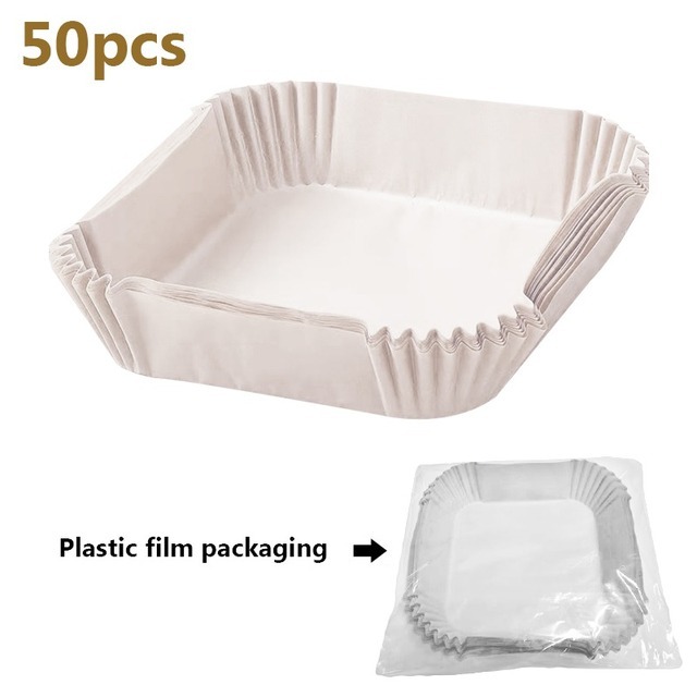 50PCS Air Fryer Disposable Paper Liners Square Parchment Cooking Non-Stick  Liner