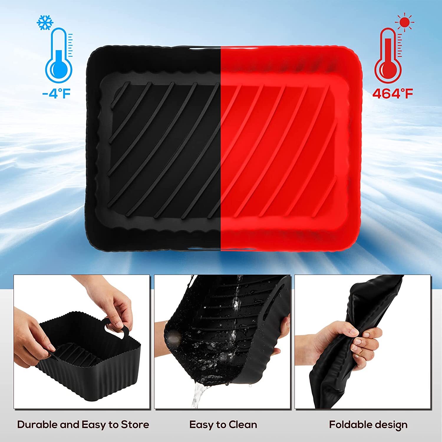 JNYCL Silicone Air Fryer Liners, 4Pcs Reusable Air Fryer Silicone Liners  Square, Food Grade Air Fryer Oven Accessories, Non Stick and Easy Cleaning