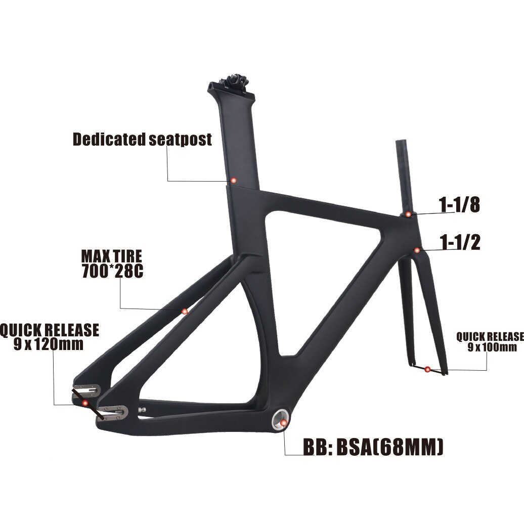 Track bike best sale frame size chart